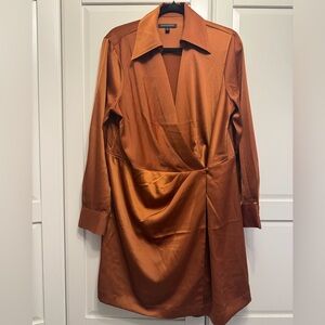 Banana Republic Copper Long Sleeve Wrap Dress